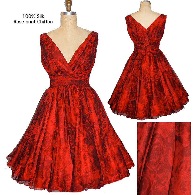 crimson dress, summer dress, designer dress and chiffon dress
