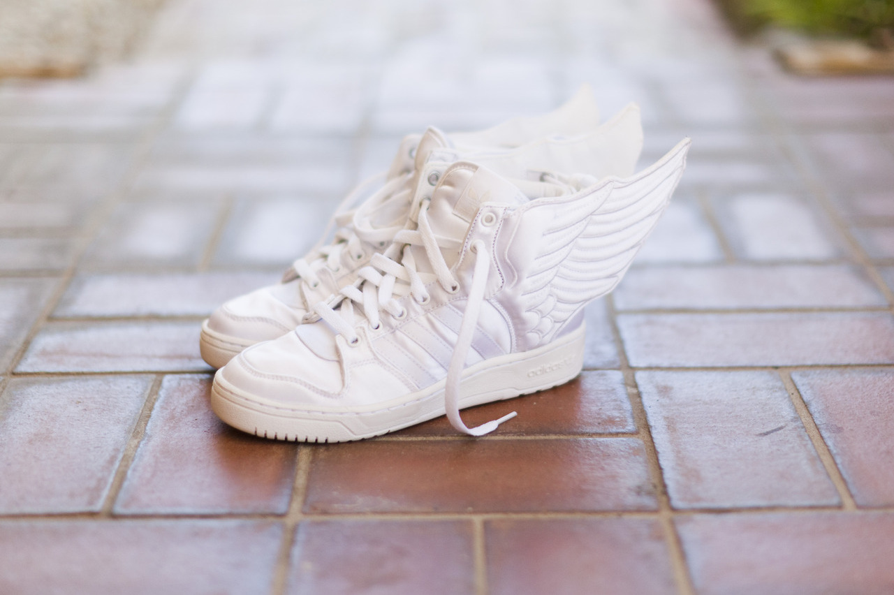 sneakers, white, wings and unicorn