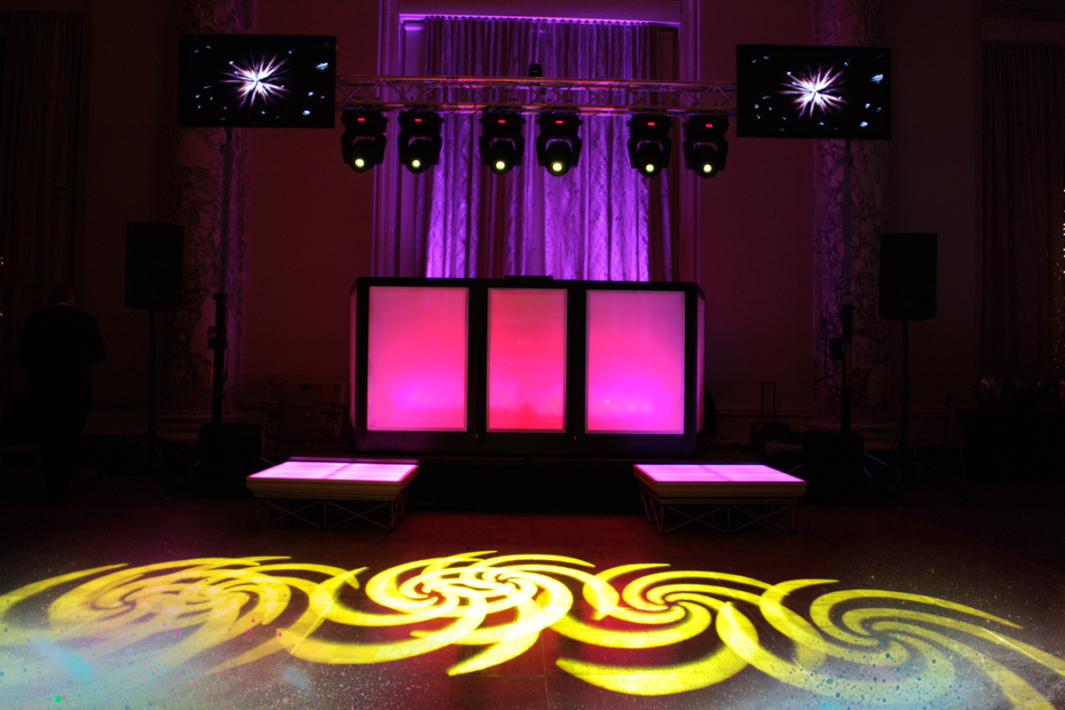 monogram, uplighting, partyideas and gobo
