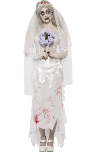 zombie, dead bride costume and bride