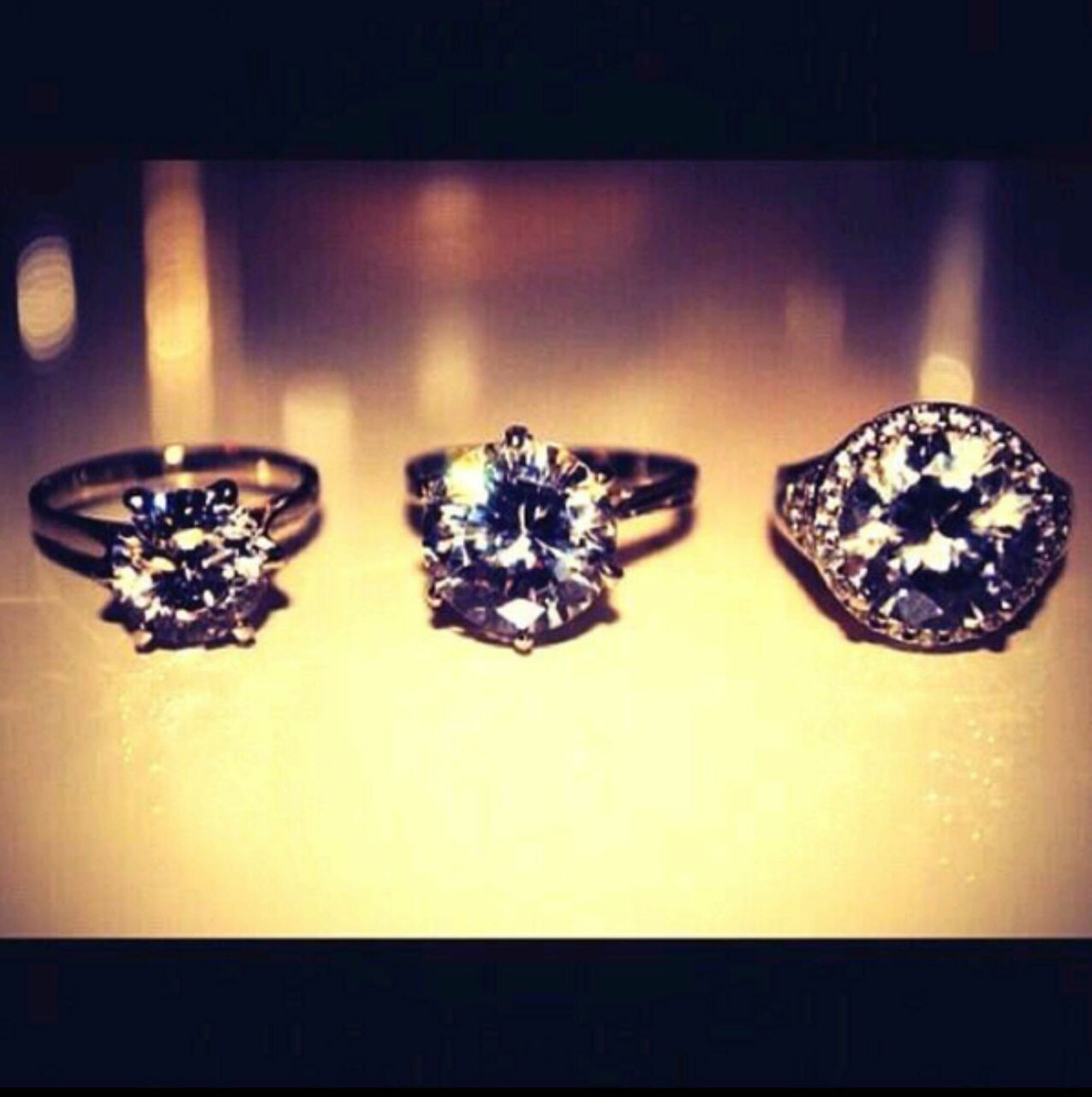 three, diamond, rings and engagement
