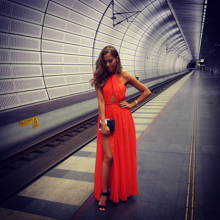 summer, bronze, fashion and orange dress