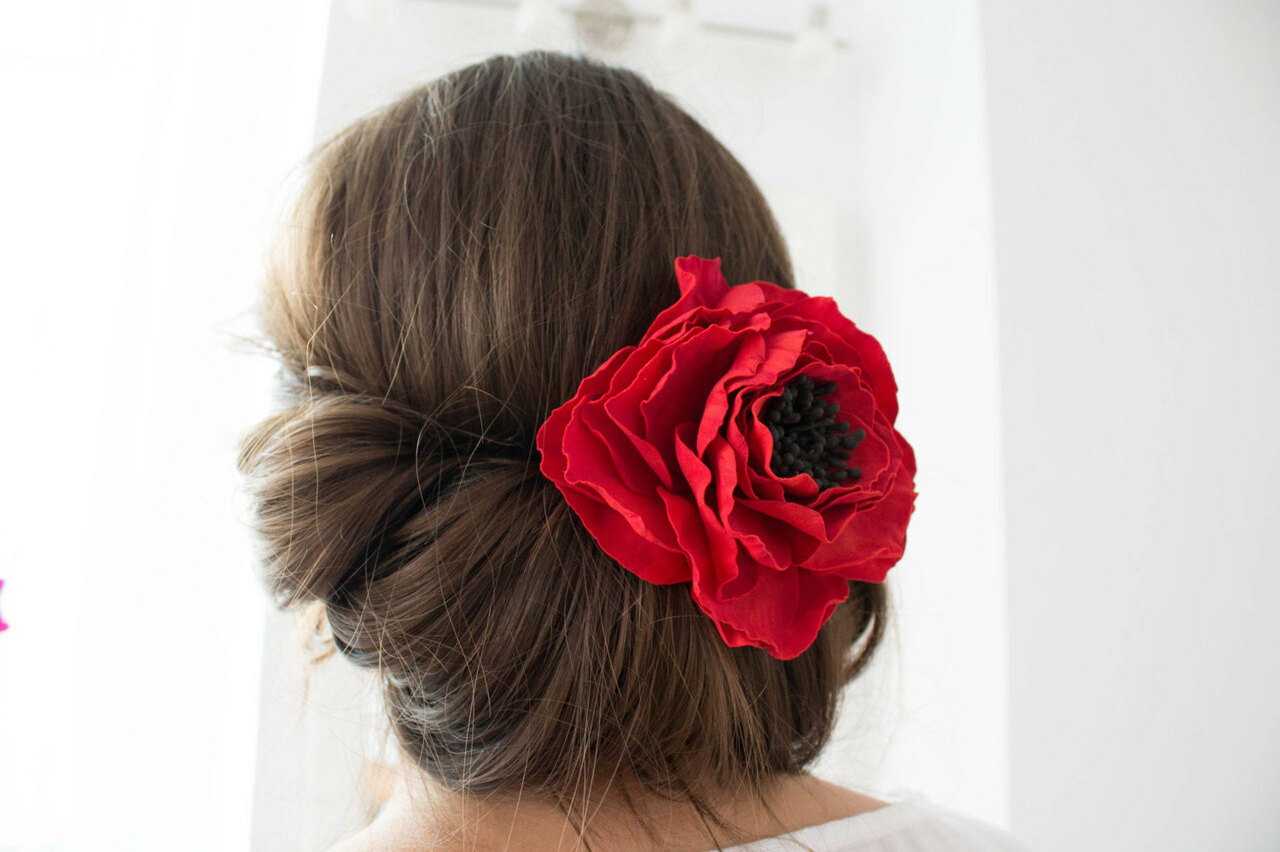 wedding hair clip, flower girl clip, flower hair clip and wedding hair ivory