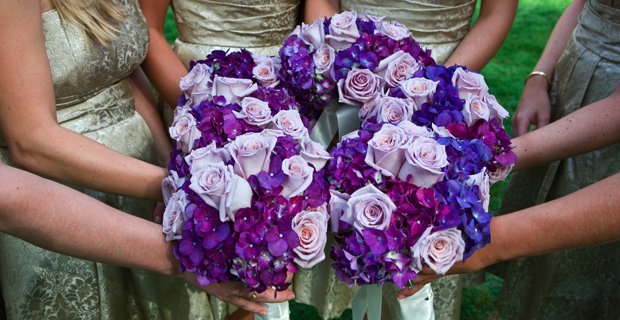lavendar, bridesmaid and bouquet