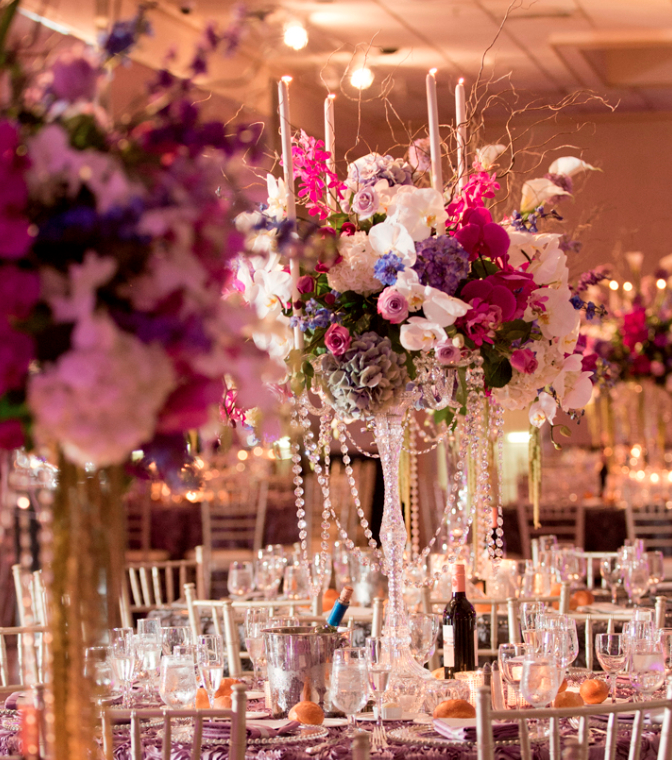 pearls, centerpiece, bouquet and pink