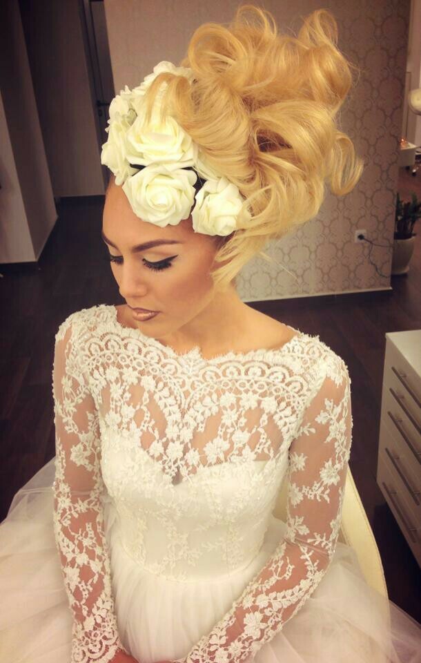 hair, albanian, makeup and white dress