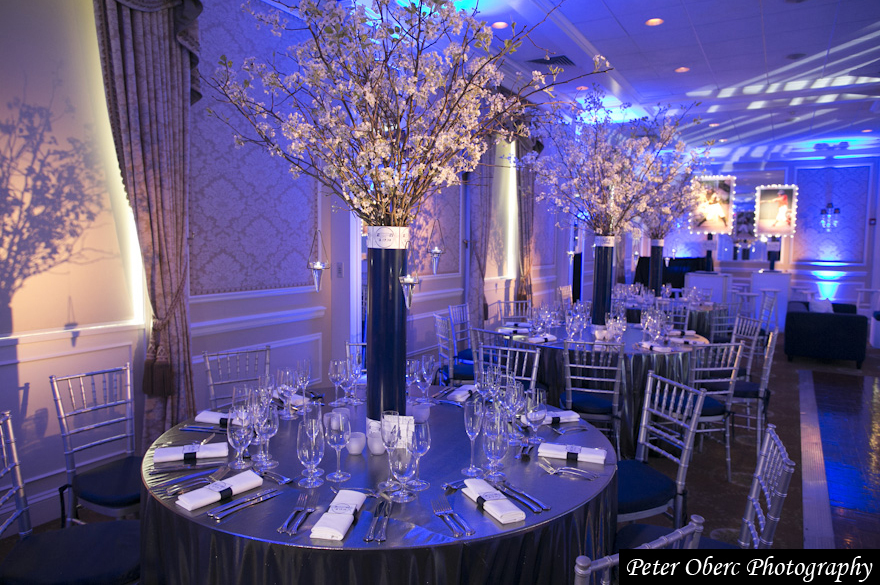 white, blue, centerpiece and flowers