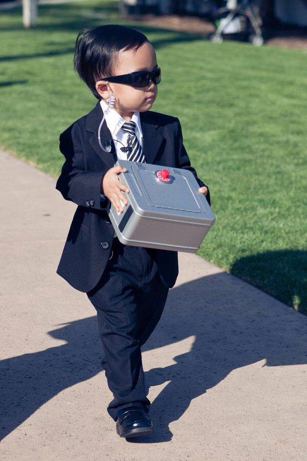 ring, bearer, men in black and cute