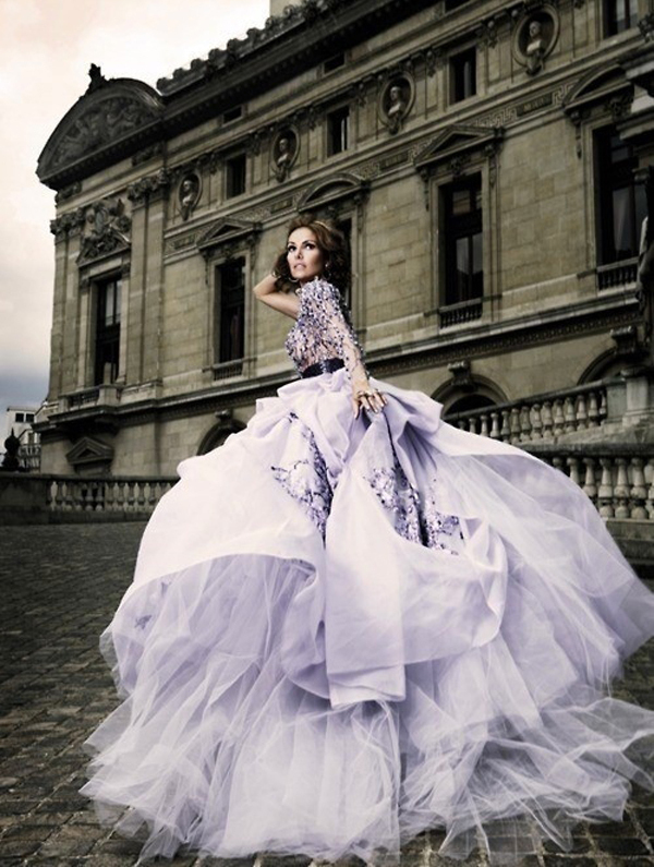 colorful, bridal, purple wedding dress and unique