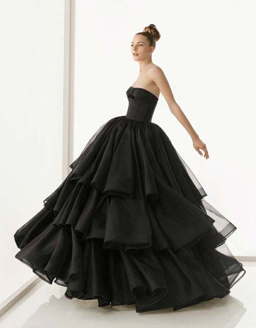 unique bridal, glamour, couture fashion and black wedding gown