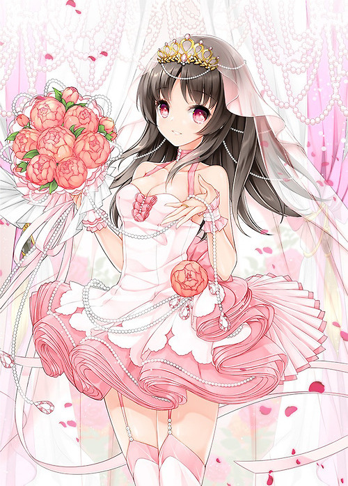 animegirl, wedding dress, kawaii and animetime