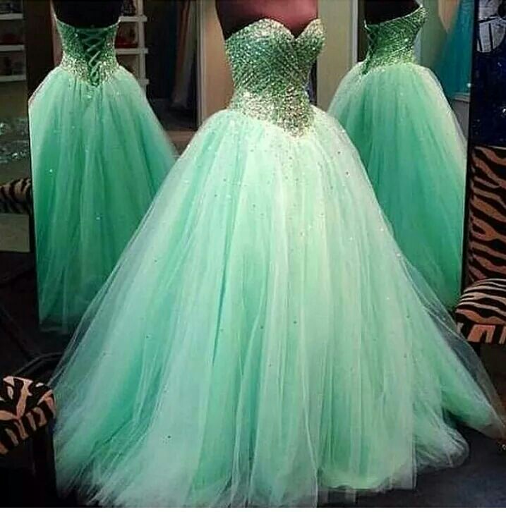 mint dress, princess dress and sparkle