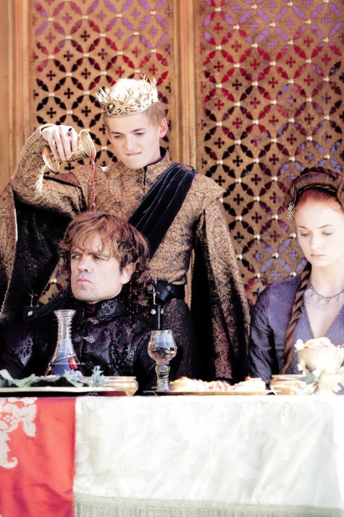 game of thrones, sansa stark, joffrey baratheon and tyrion lannister