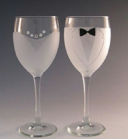 she, him, glass and bride