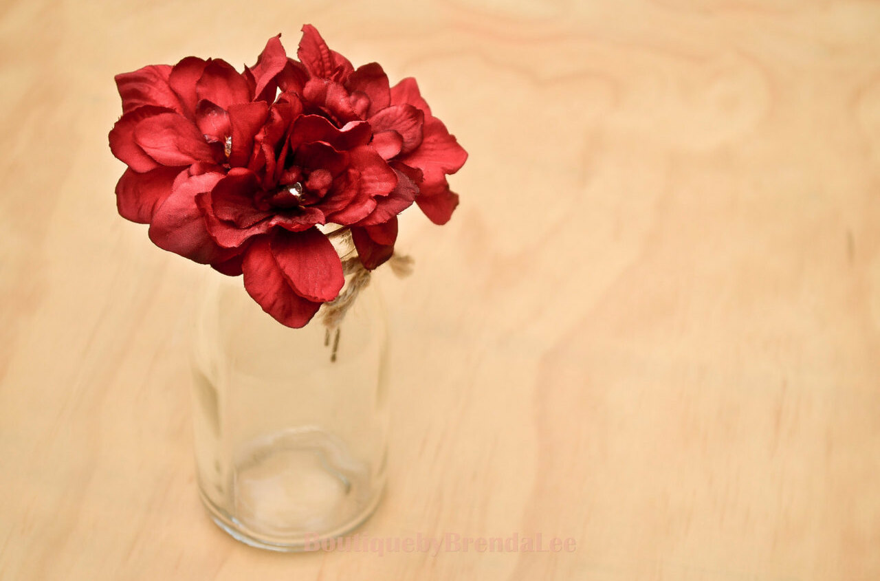 hair accessory, u pin, red flower and hair fork