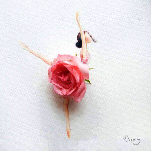girl, dancer, rose and dress
