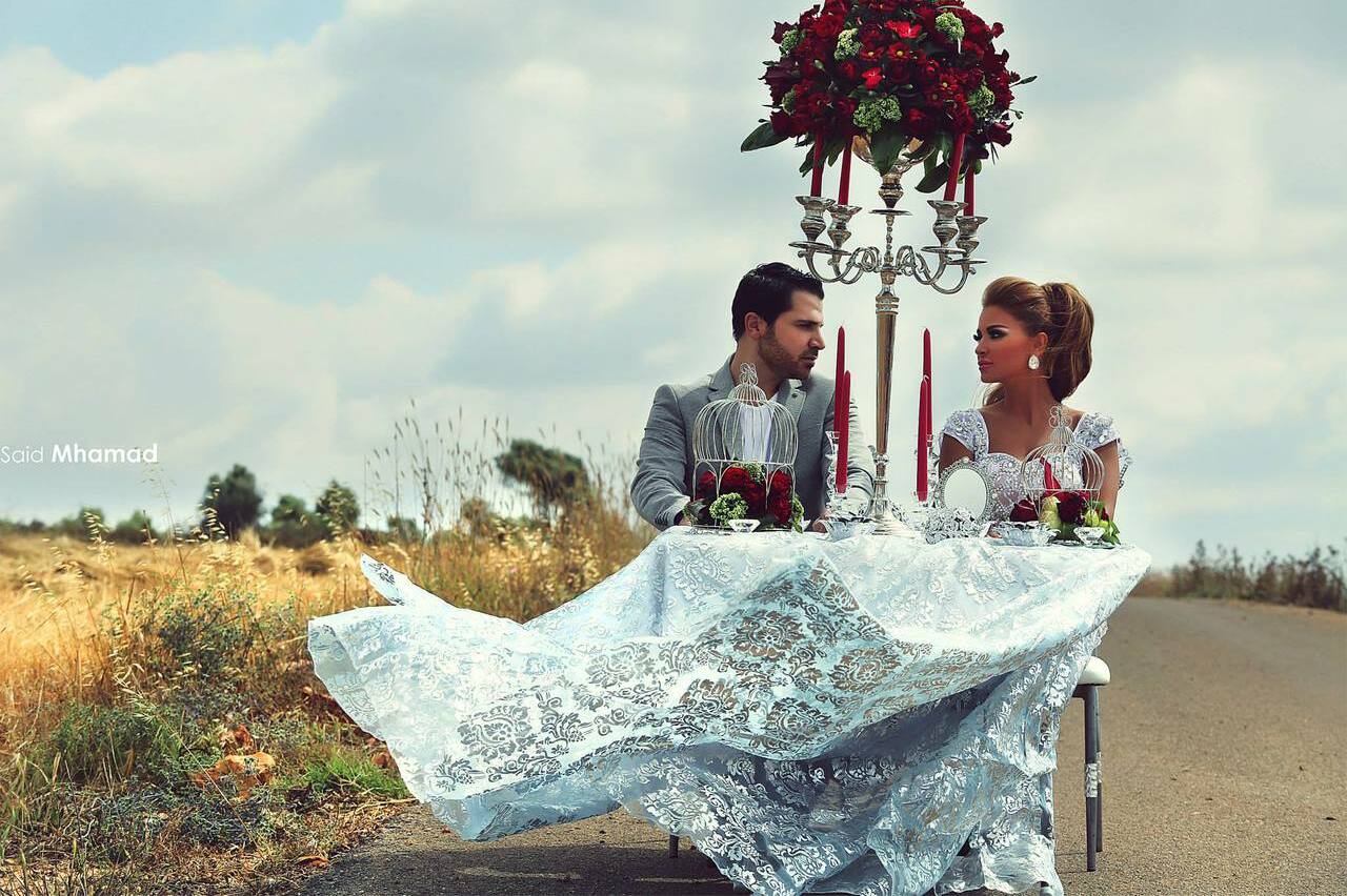 wedding dress, red roses, dinner and dress