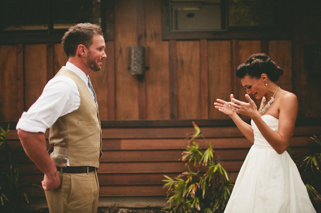 reaction, groom and bride
