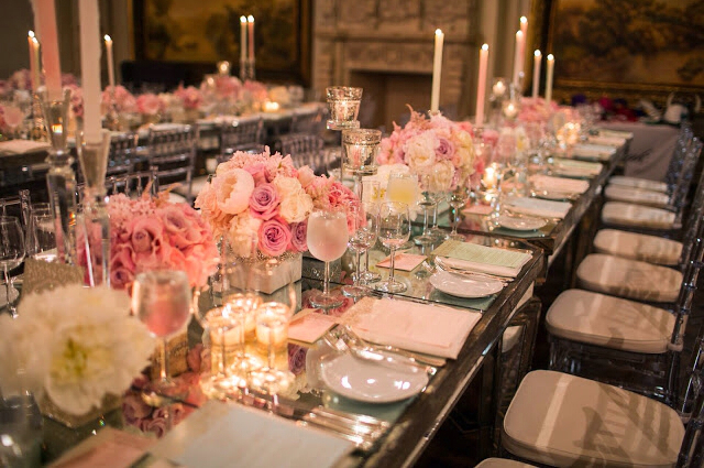 peony, table and bouquets