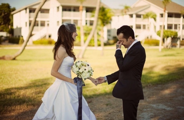 bride, reaction and groom