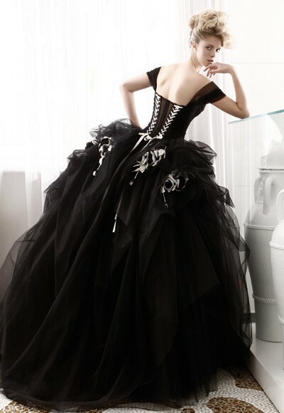 dres, wedding dress and blak