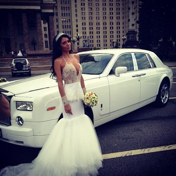 limousine, wedding gown, wedding dress and crown