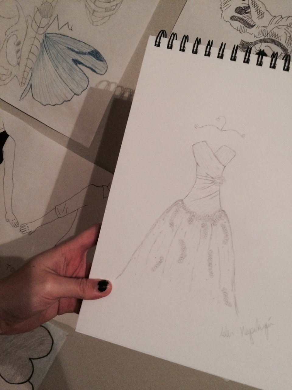 sketch, love, drawing and wedding dress
