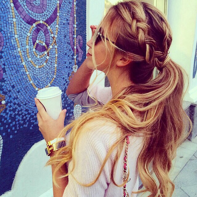 braided, fashion, messy hairstyle and make up