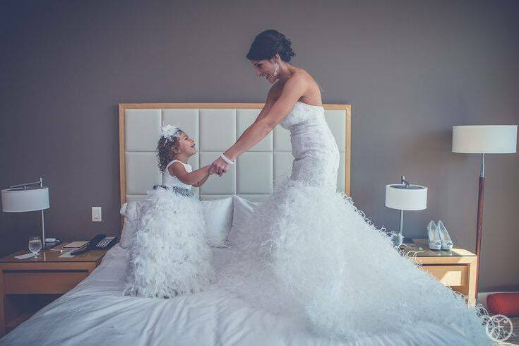 love, girls, family and wedding dress