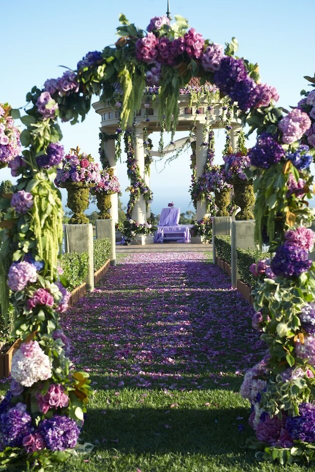purple, beauty, flowers and archway