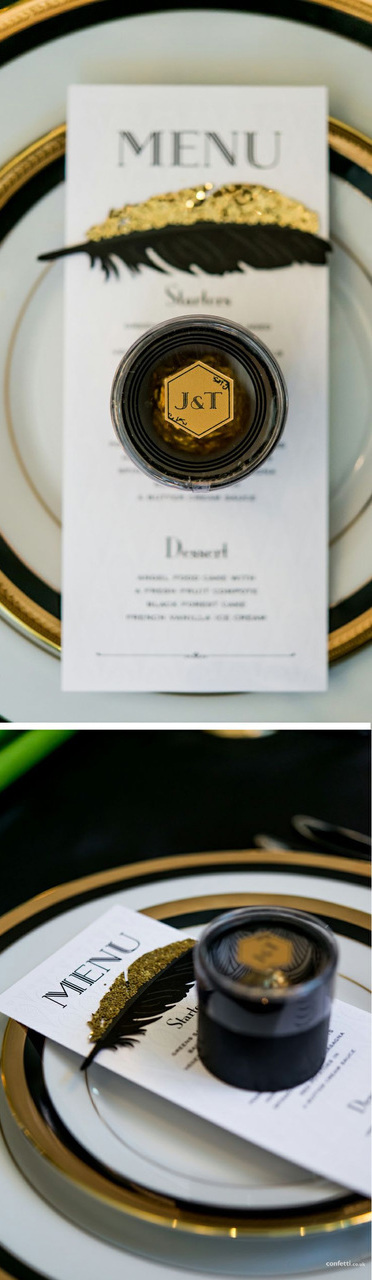 great gatsby, gold. confetti and 1920's. art deco