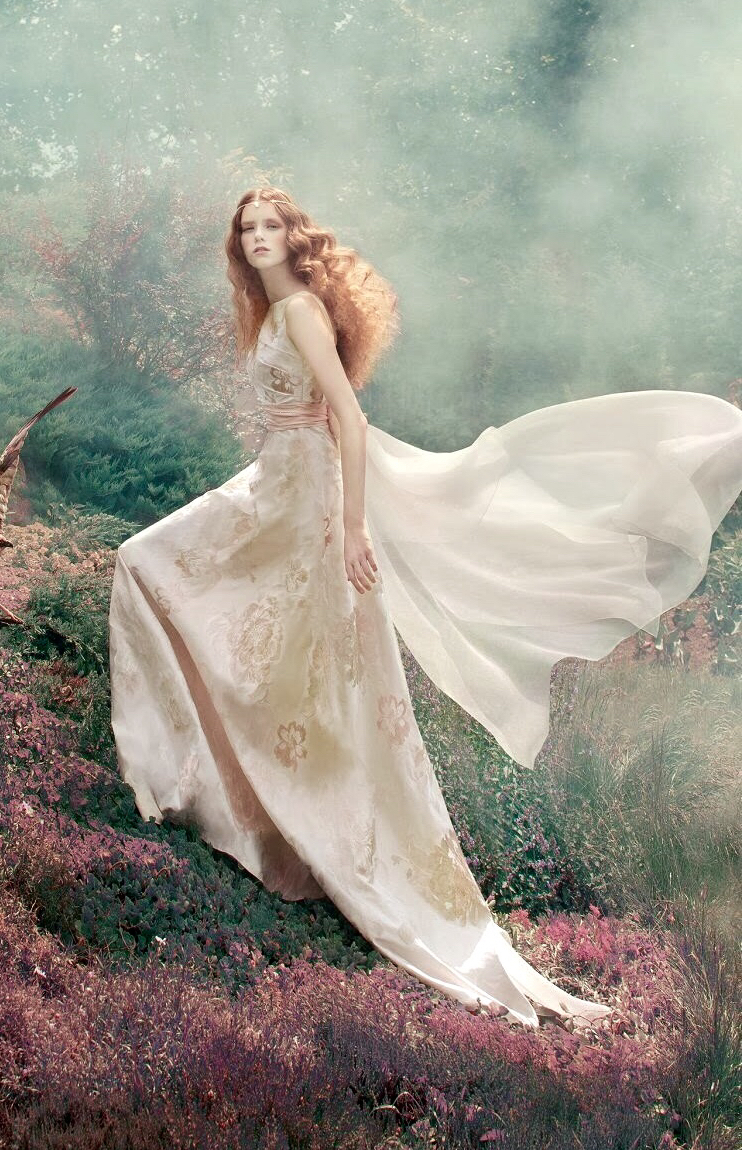 wedding gown, float, ivory and chiffon