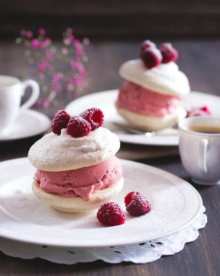 dessert, macarons, ice cream and food