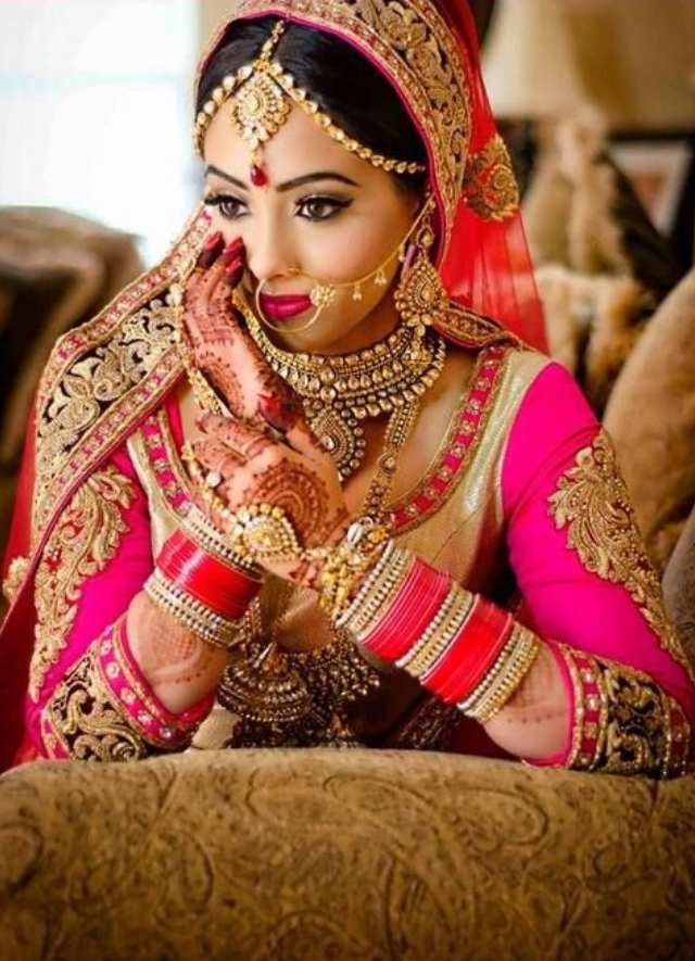 pretty, indian bride, bejeweled and traditions