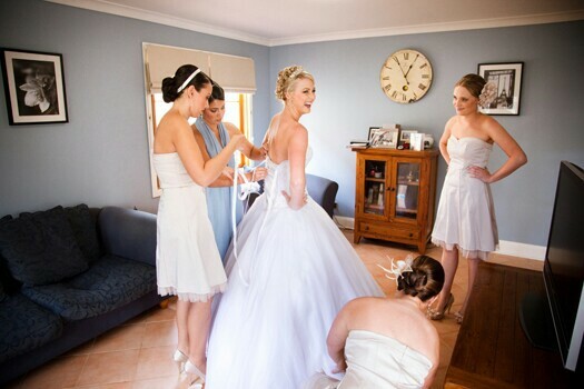 bridesmaids, preparations and bride