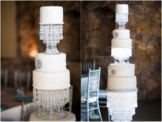 big cakes, chandelier and white wedding