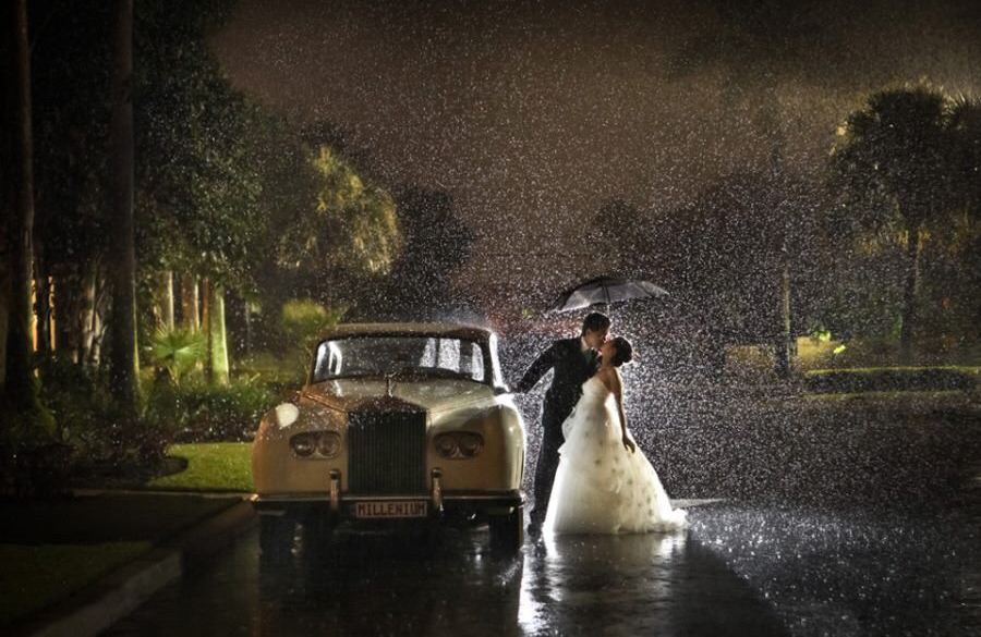 bride, car, couple and fancy