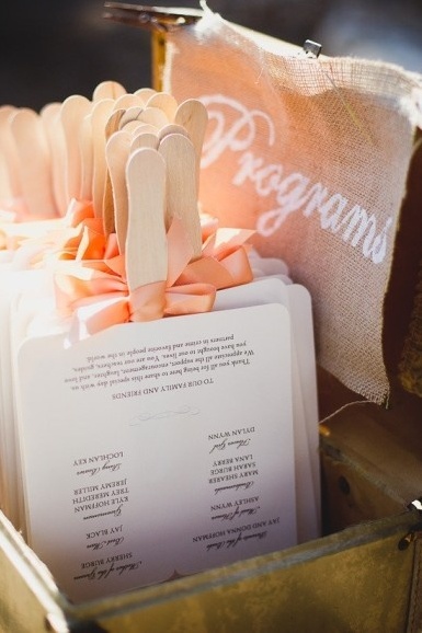 wedding program, peach and diy