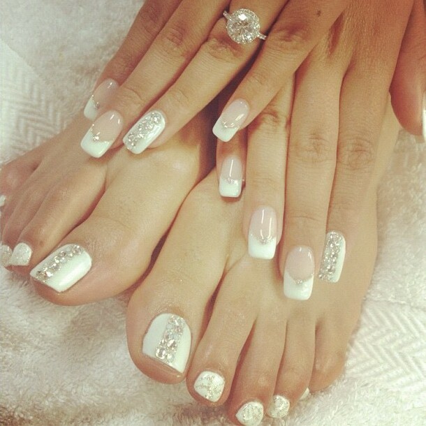 nail art, white, feet and stones