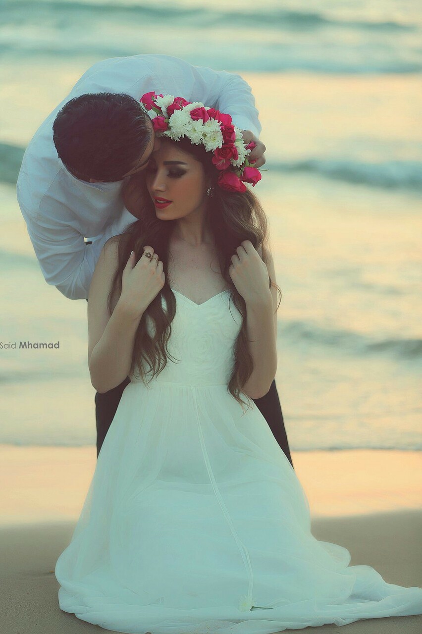 cute couple, white dress, hairs and love