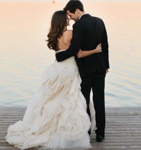 bride, wedding dress, ocean and love