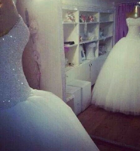 wedding dress, mirror and beautiful