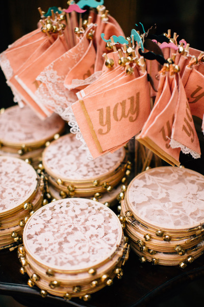 lace, wedding favour and tambourine
