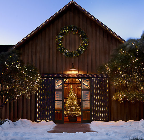 interior design, snow, christmas and lights