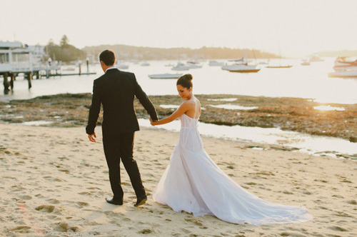 women, wedding dress and men