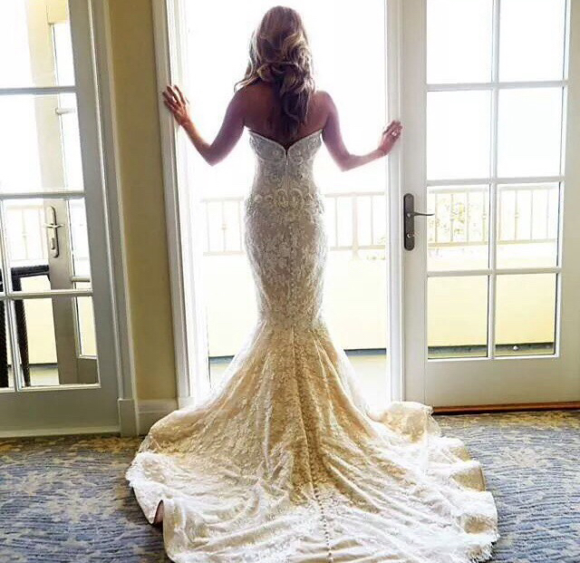 bride, lace, wedding dress and fish tail