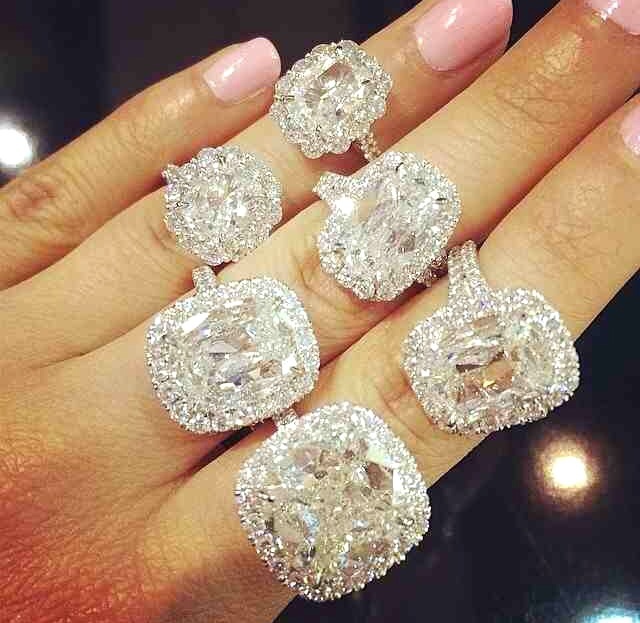 follow me, diamonds, pink nail polish and diamond rings