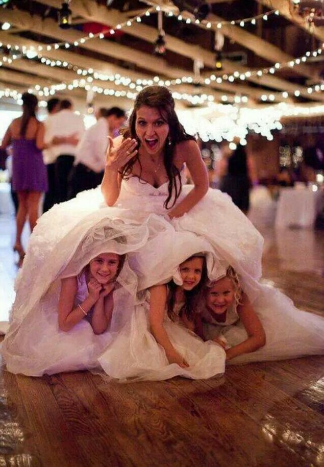beautiful, photo, flower girls and bride
