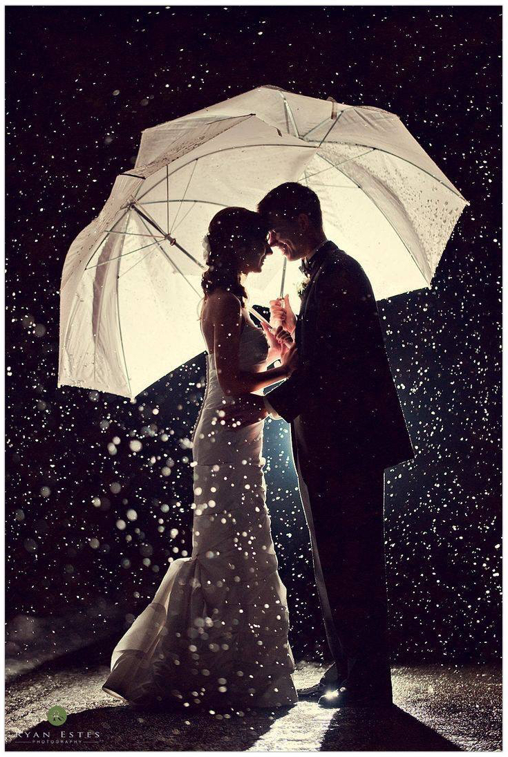 snowing, romantic, winter and umbrellas