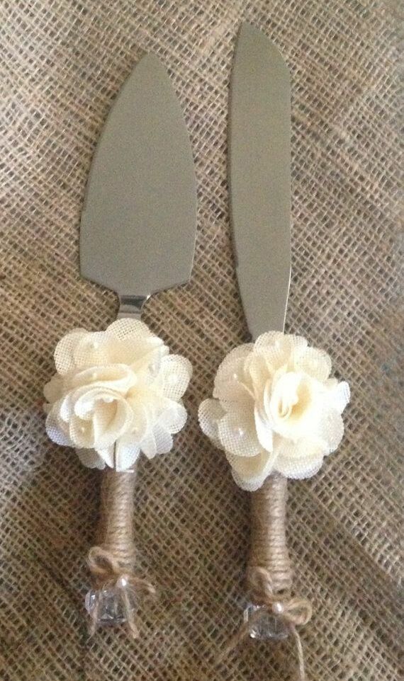 burlap, jute, cake knife and rustic